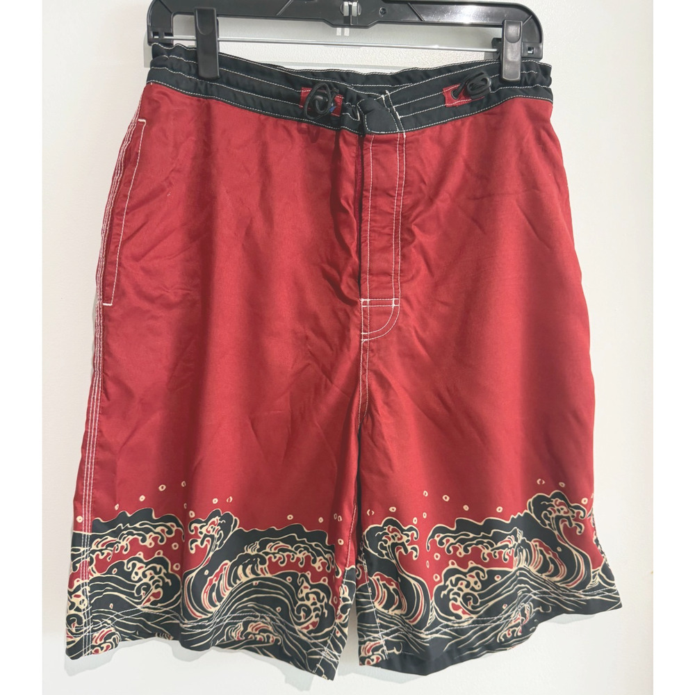 Vintage Tommy Hilfiger burgundy red Swim Trunks Board Shorts athletic size M